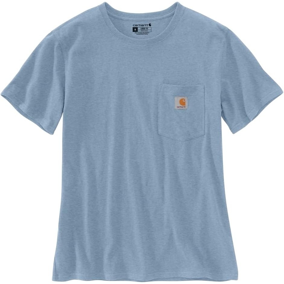image:imageCarhartt Womens Iconic WK87 Pocket TShirt CloseoutAlpine Blue Heather
