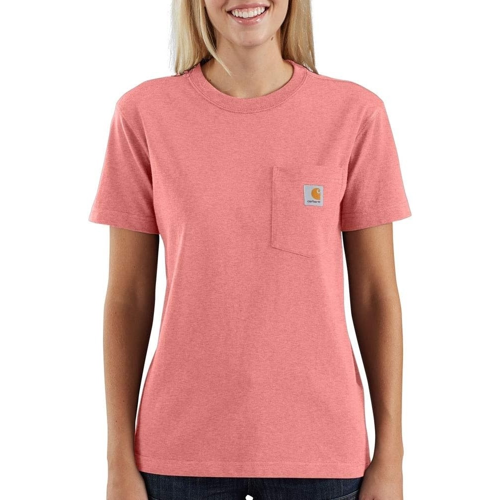 image:imageCarhartt Womens Iconic WK87 Pocket TShirt CloseoutCoral Haze Heather