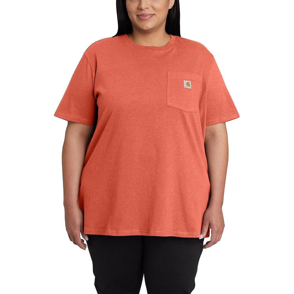 image:imageCarhartt Womens Iconic WK87 Pocket TShirt CloseoutEarthen Clay Heather