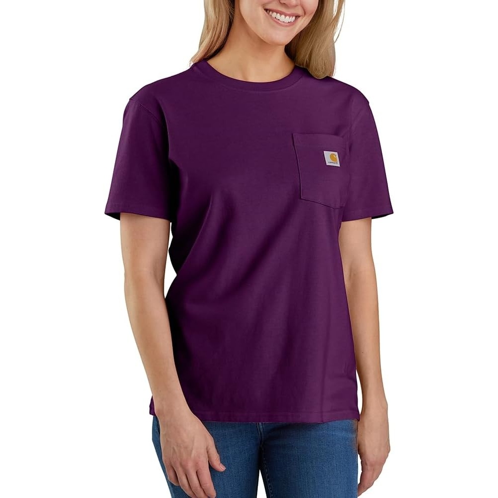image:imageCarhartt Womens Iconic WK87 Pocket TShirt CloseoutEggplant