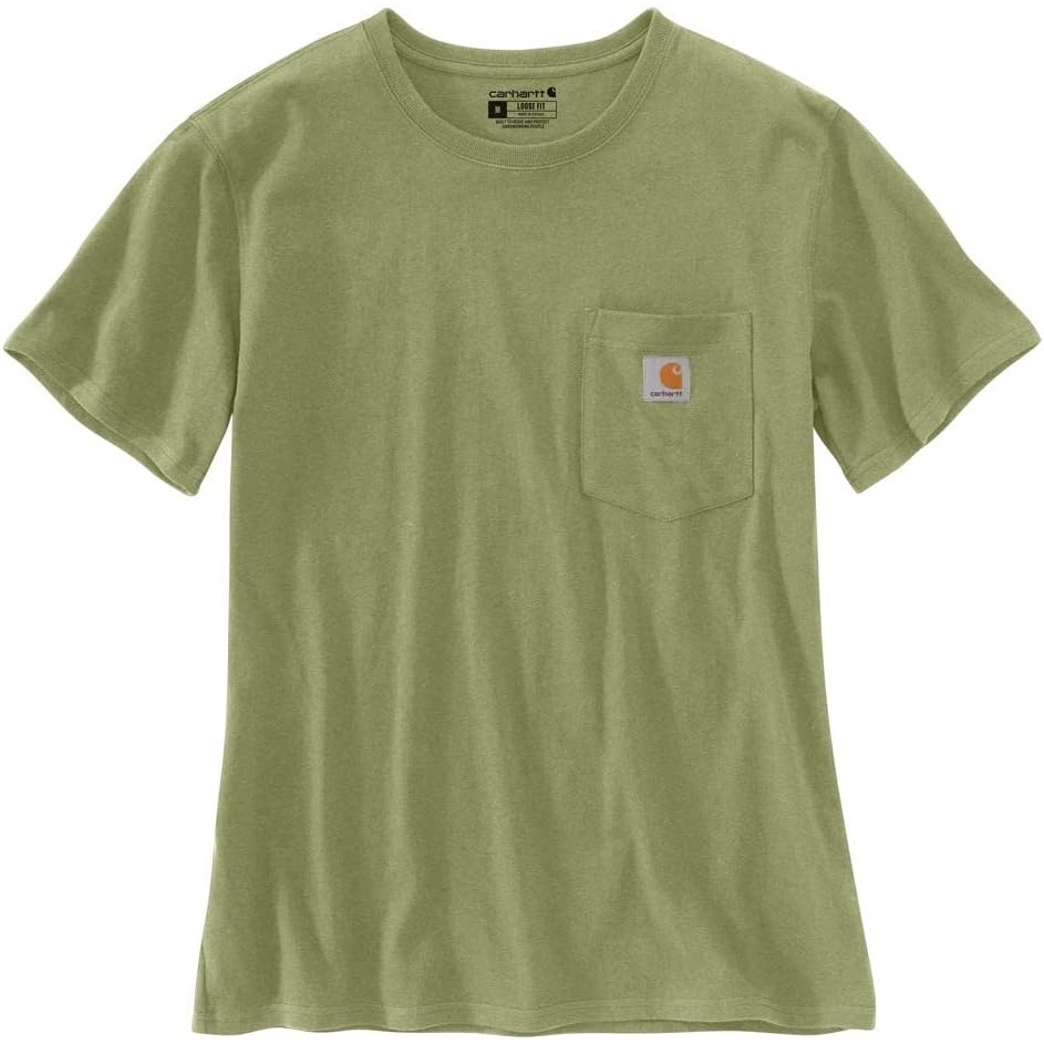 image:imageCarhartt Womens Iconic WK87 Pocket TShirt CloseoutGreen Olive Heather