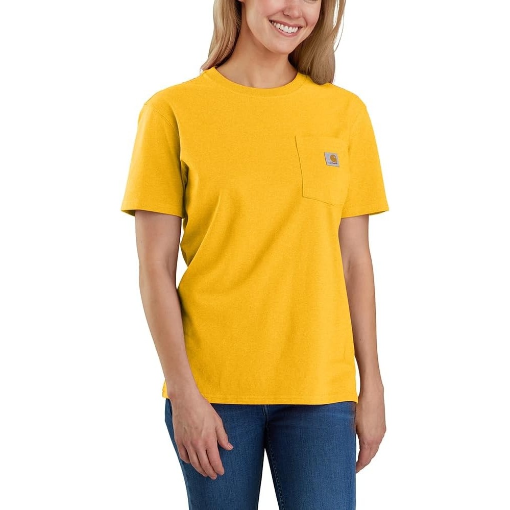 image:imageCarhartt Womens Iconic WK87 Pocket TShirt CloseoutHoneycomb Heather