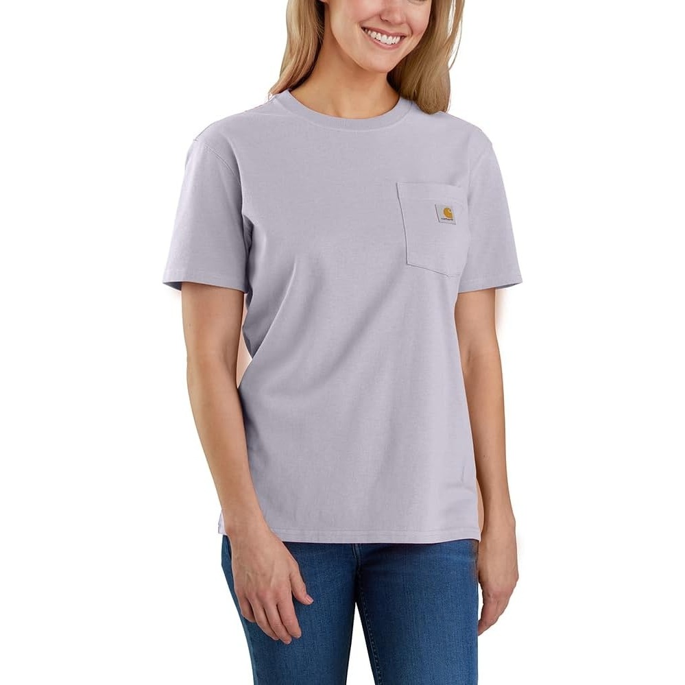 image:imageCarhartt Womens Iconic WK87 Pocket TShirt CloseoutLilac Haze