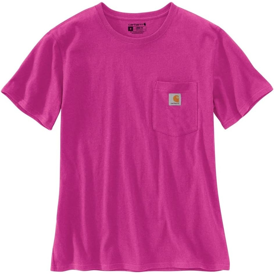 image:imageCarhartt Womens Iconic WK87 Pocket TShirt CloseoutMagenta Agate Heather