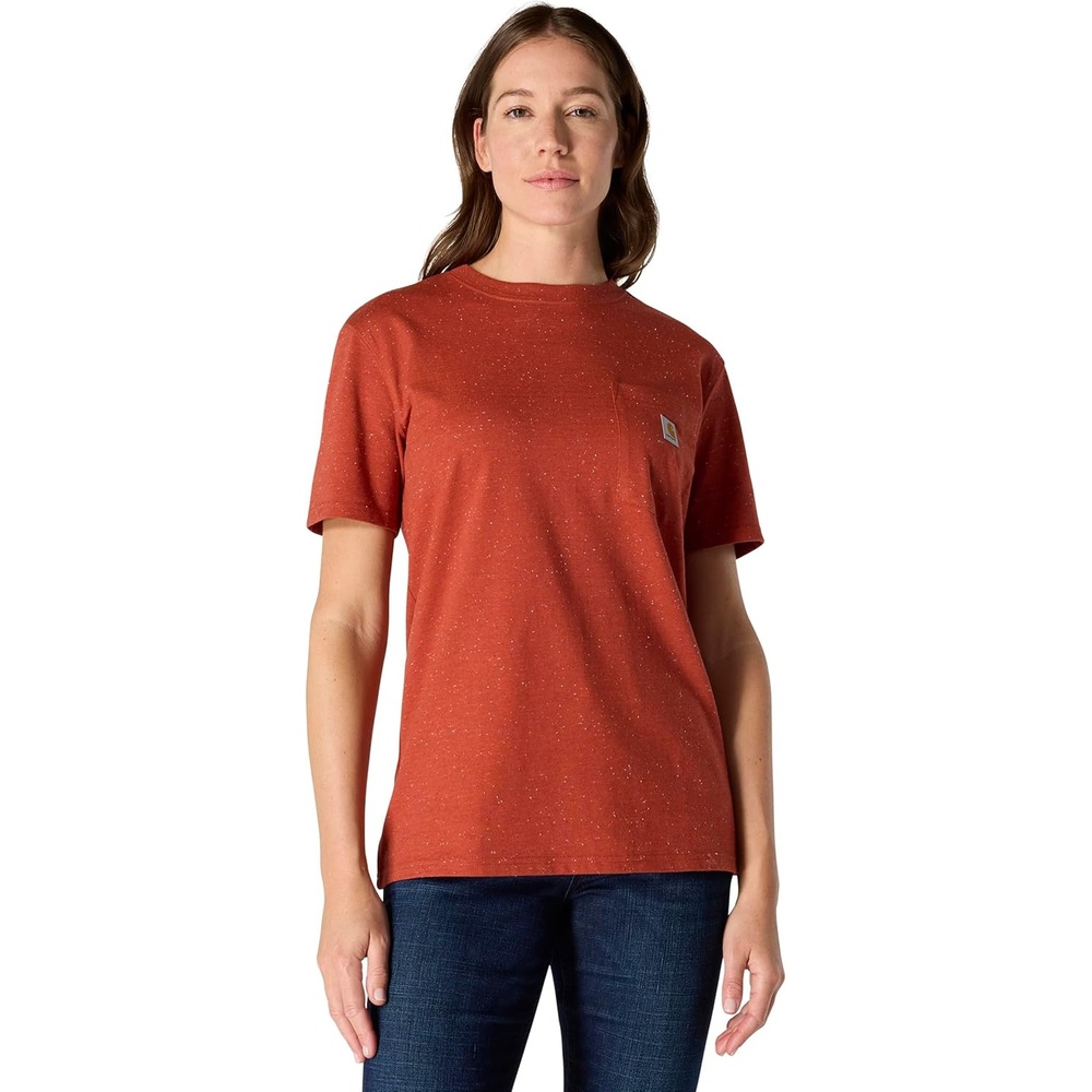 image:imageCarhartt Womens Iconic WK87 Pocket TShirt CloseoutSpice Red Nep