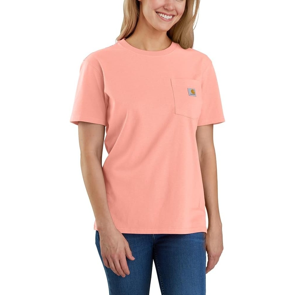 image:imageCarhartt Womens Iconic WK87 Pocket TShirt CloseoutSun Bloom