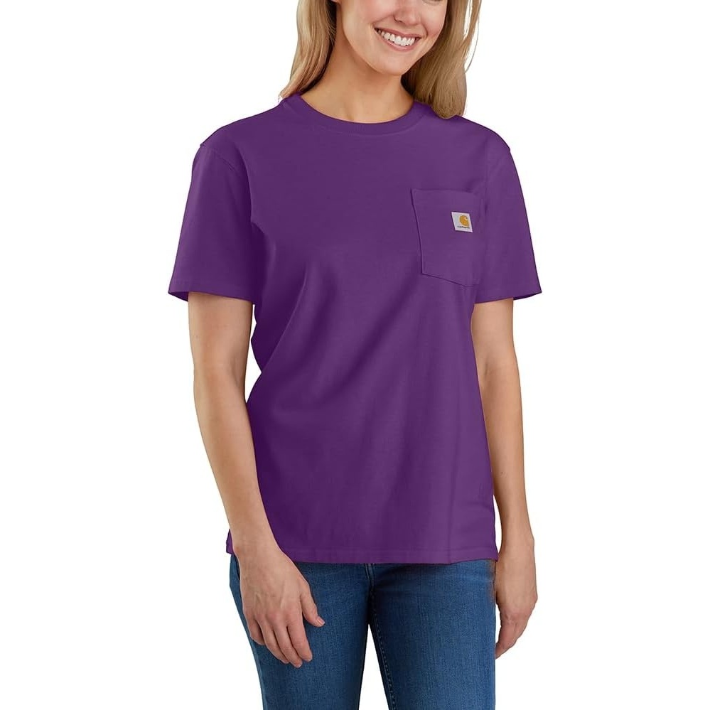 image:imageCarhartt Womens Iconic WK87 Pocket TShirt CloseoutTrue Purple