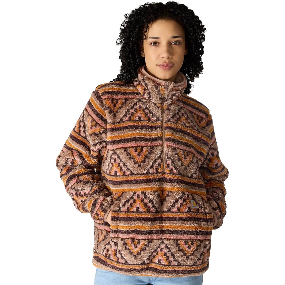 image:imageCarhartt Womens Loose Fit Fleece PulloverB Yellowtail Mountain Print Dark Sepia