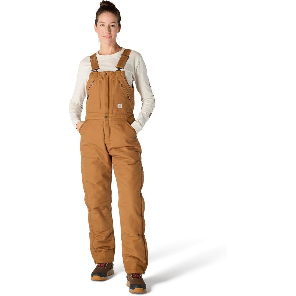 image:imageCarhartt Womens Loose Fit Washed Duck Insulated BiberallCarhartt Brown