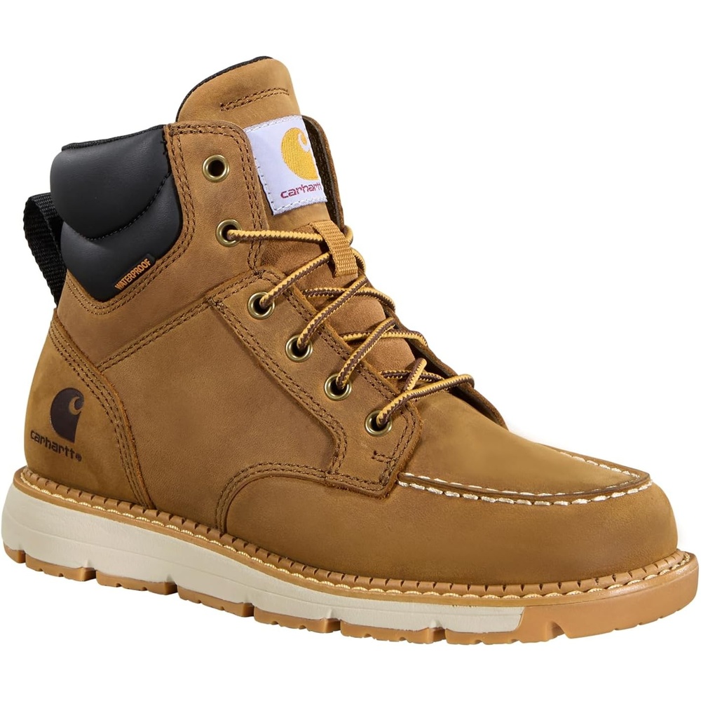 image:imageCarhartt Womens Millbrook 6 Soft Toe Waterproof Wedge Boot Leather Work Boot Slip Resistant EH RatedLight Brown