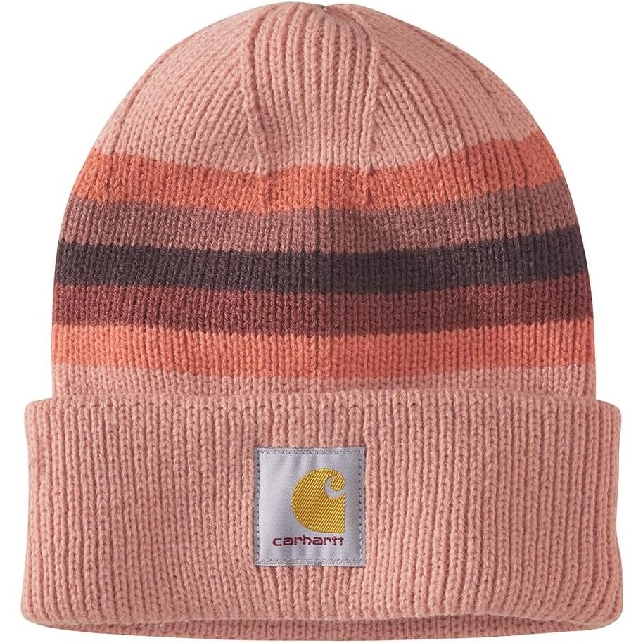 image:imageCarhartt Womens Rib Knit BeanieCameo Brown Stripe