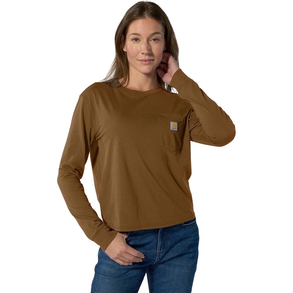 image:imageCarhartt Womens Tencel Fiber Series Loose Fit LongSleeve Pocket TShirtCarhartt Brown
