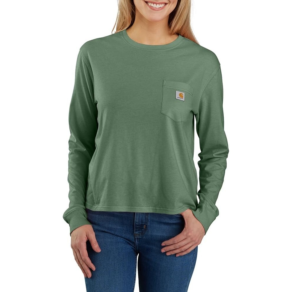 image:imageCarhartt Womens Tencel Fiber Series Loose Fit LongSleeve Pocket TShirtFrosted Balsam