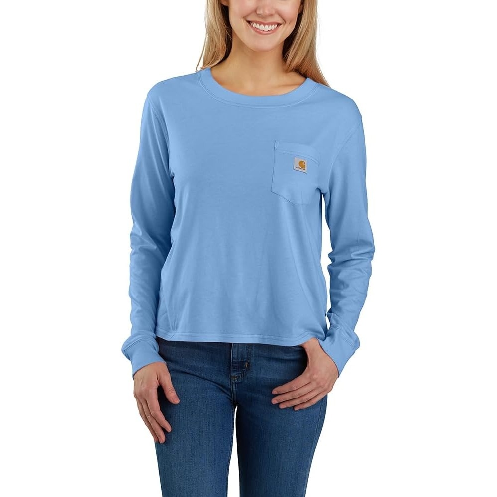image:imageCarhartt Womens Tencel Fiber Series Loose Fit LongSleeve Pocket TShirtSkystone