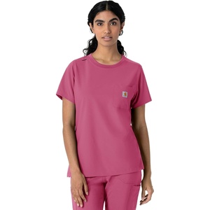 Carhartt Force Cross-Flex Women’s Crew Neck Scrub Top(Electric Fuschia)