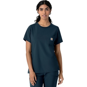 Carhartt Force Cross-Flex Women’s Crew Neck Scrub Top(Navy)