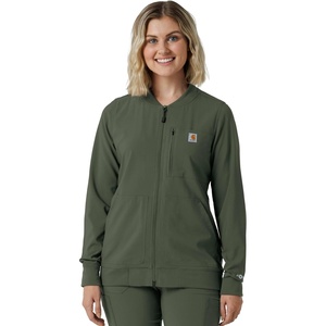 Carhartt Force Cross-Flex Women’s Lightweight Scrub Jacket(Olive)