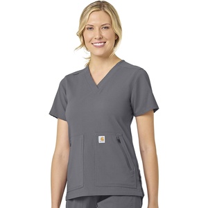 Carhartt Scrubs C12237 Women’s Rugged Flex® Modern Fit 4-Pocket V-Neck(Pewter)