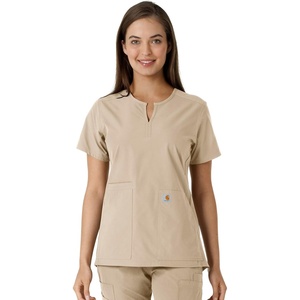 Carhartt Scrubs C12413 Women’s Force® Essentials Modern Fit Notch Neck(Khaki)