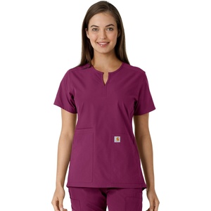 Carhartt Scrubs C12413 Women’s Force® Essentials Modern Fit Notch Neck(Wine)