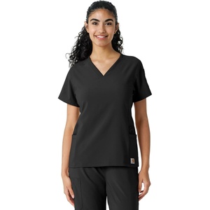 Carhartt Scrubs C13310 Women’s Cross-Flex Modern Fit Oversized V-Neck Top(Black)