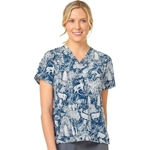 Carhartt Scrubs for Women Force Cross-Flex Panel V-Neck Tops with 3 Pockets(Winter Woodland)