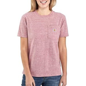 Carhartt Women’s Iconic WK87 Pocket T-Shirt Closeout(Dark Barn Red Snow Heather)