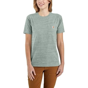 Carhartt Women’s Iconic WK87 Pocket T-Shirt Closeout(Leaf Green Snow Heather)