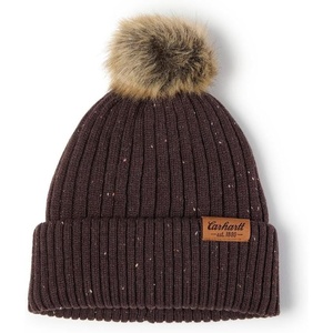 Carhartt Women’s Knit Faux Fur Pom-pom Beanie(Dark Sepia Nep)