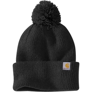 Carhartt Women’s Knit Pom-Pom Cuffed Beanie(Black)