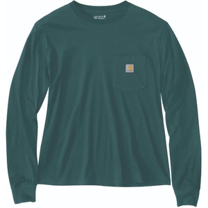Carhartt Women’s Tencel Fiber Series Loose Fit Long-Sleeve Pocket T-Shirt(Greenstone)