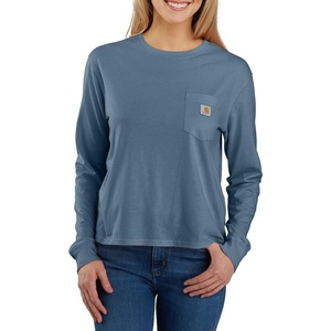 Carhartt Women’s Tencel Fiber Series Loose Fit Long-Sleeve Pocket T-Shirt(Thundercloud)
