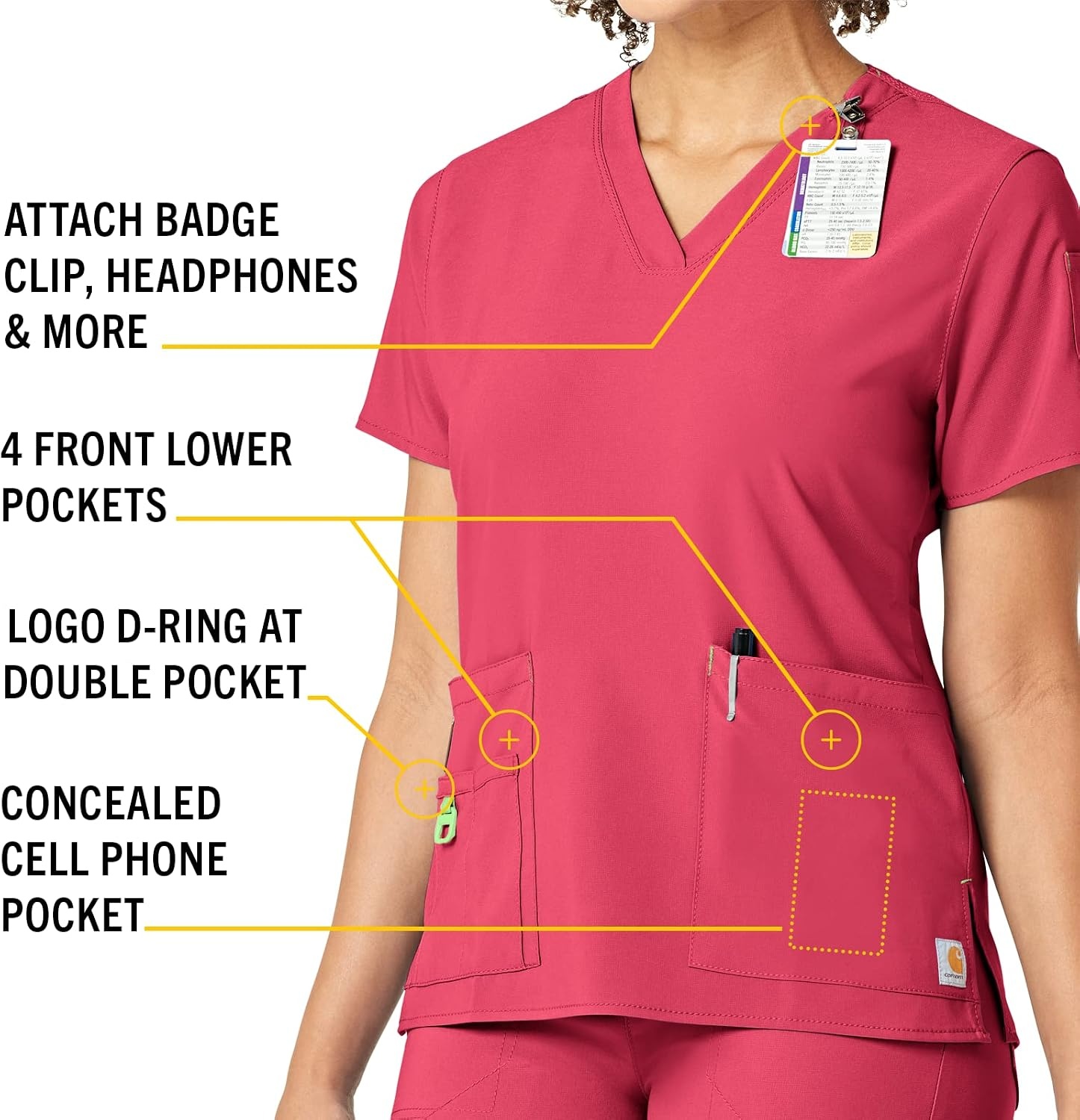 image:imageCarhartt CrossFlex Scrubs for Women VNeck Scrub TopsAzalea