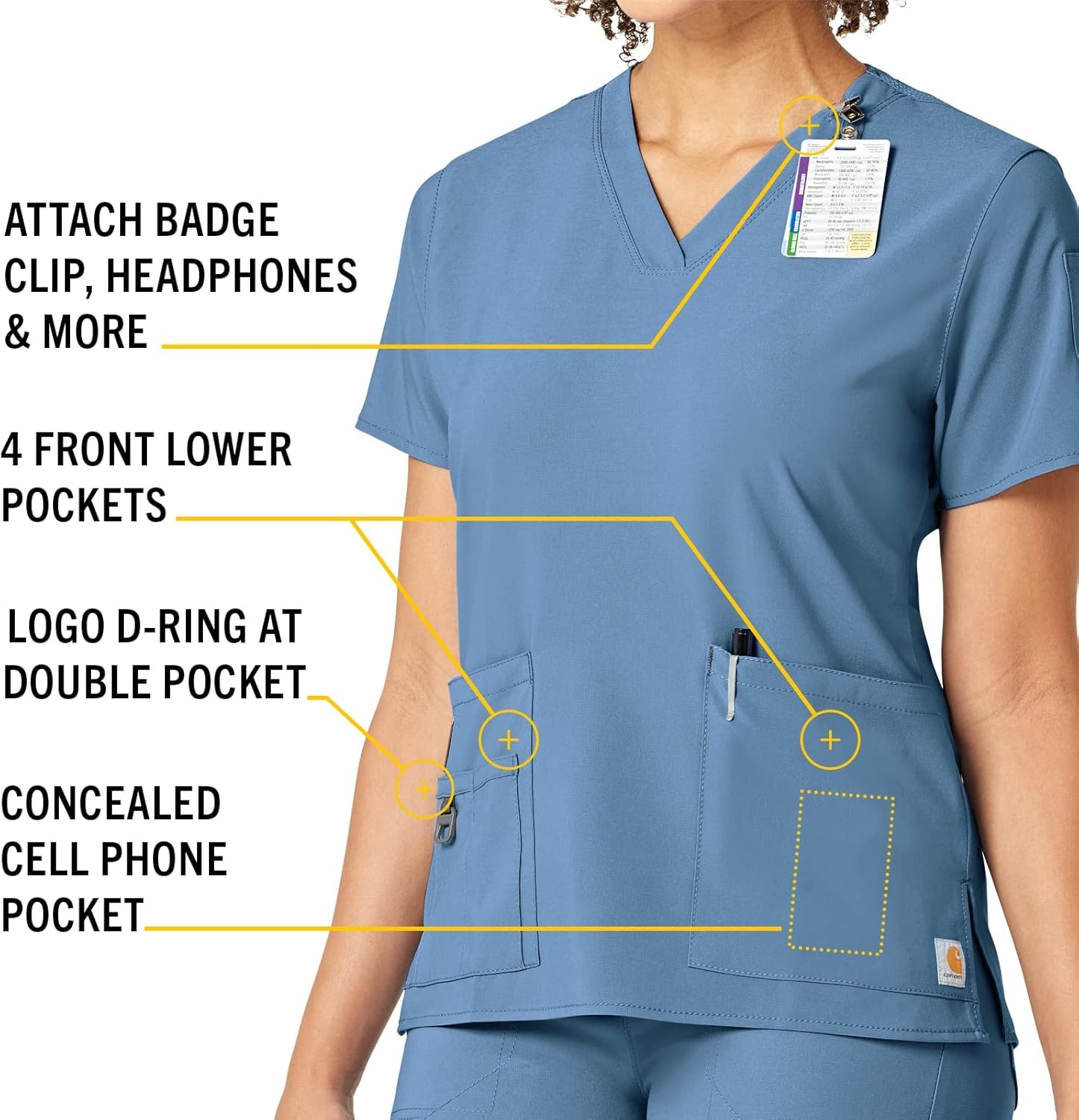 image:imageCarhartt CrossFlex Scrubs for Women VNeck Scrub TopsAzure Blue