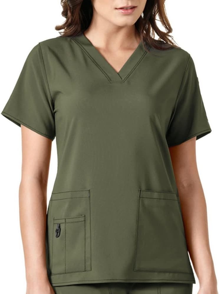 image:imageCarhartt CrossFlex Scrubs for Women VNeck Scrub TopsBasil