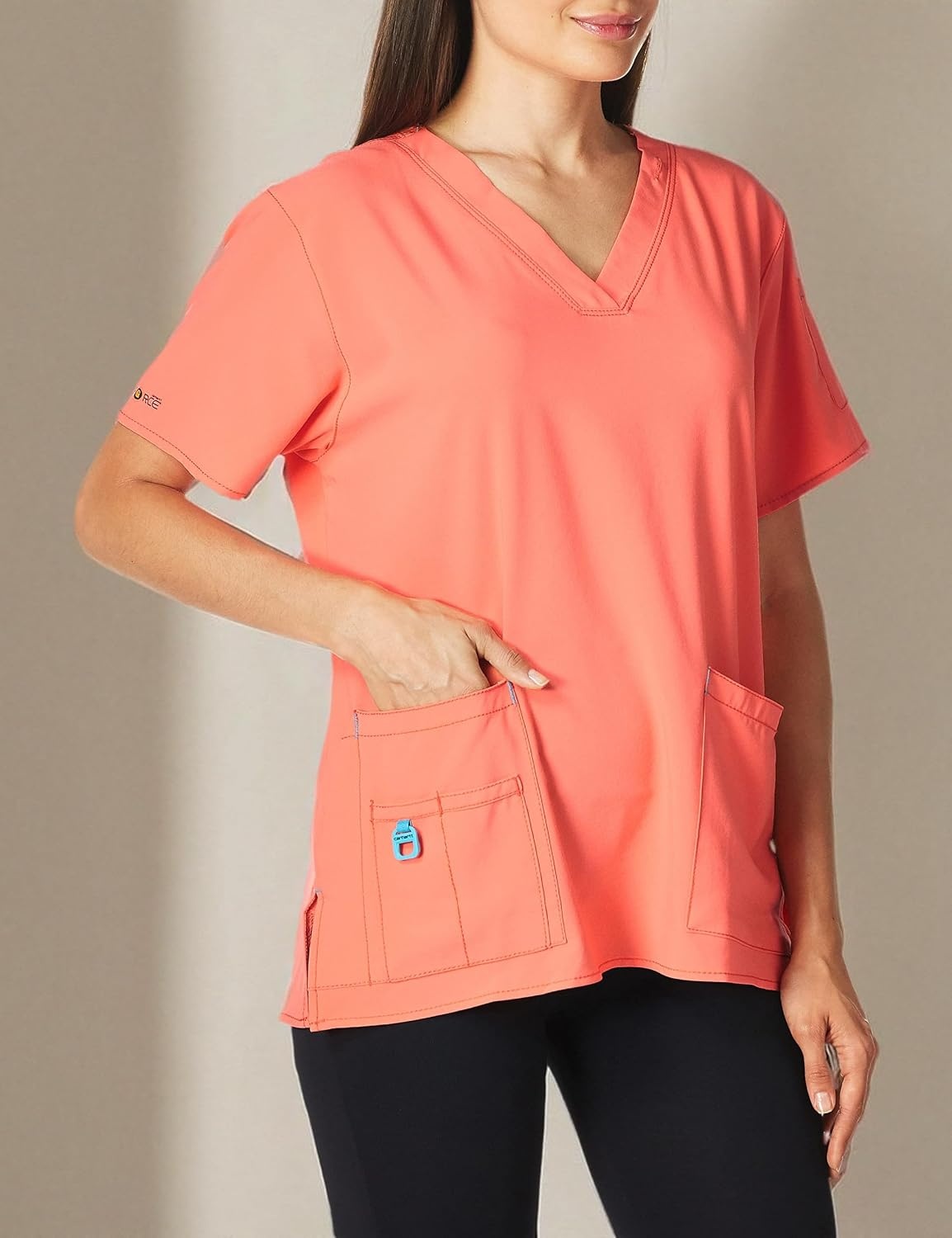 image:imageCarhartt CrossFlex Scrubs for Women VNeck Scrub TopsCoral