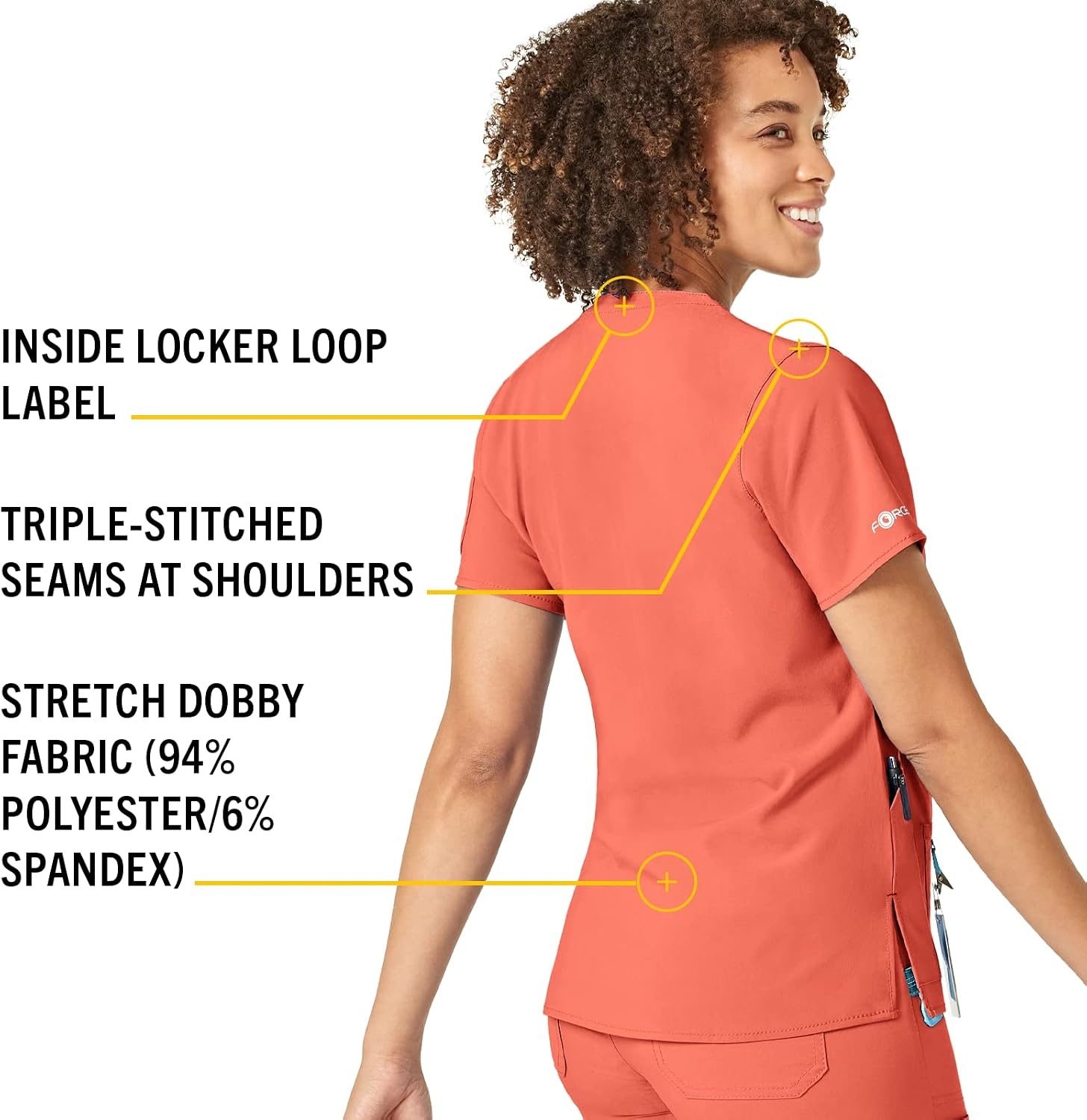 image:imageCarhartt CrossFlex Scrubs for Women VNeck Scrub TopsCoral