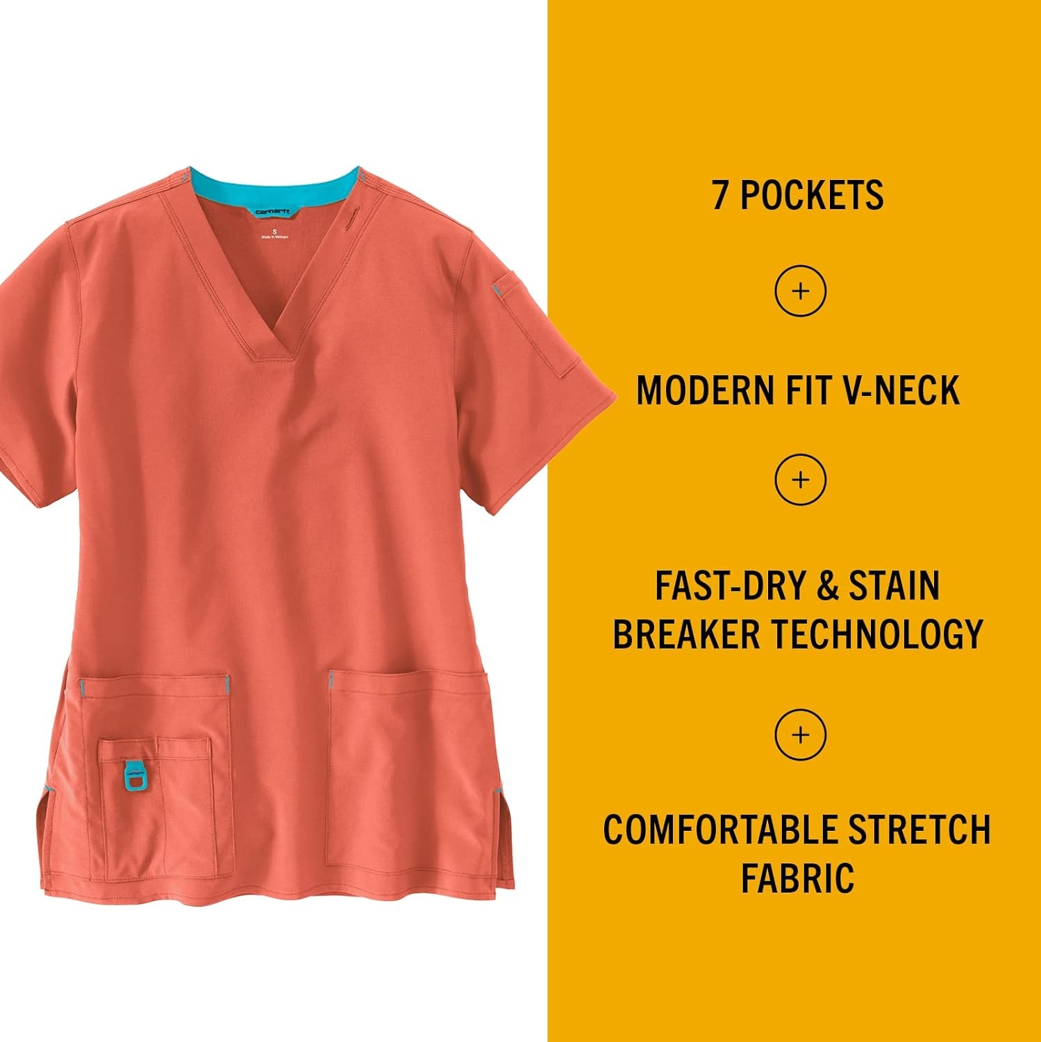 image:imageCarhartt CrossFlex Scrubs for Women VNeck Scrub TopsCoral