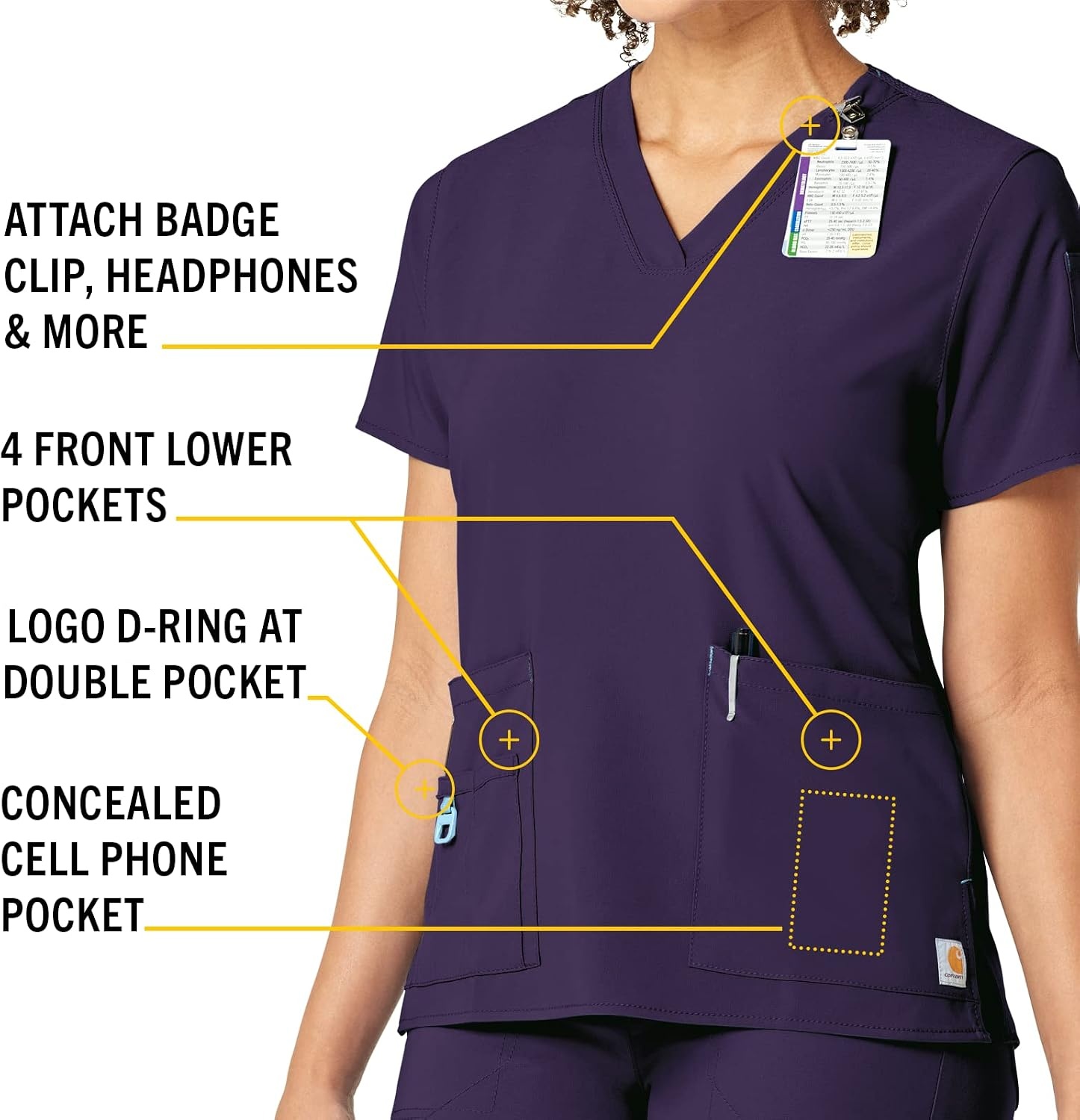 image:imageCarhartt CrossFlex Scrubs for Women VNeck Scrub TopsEggplant
