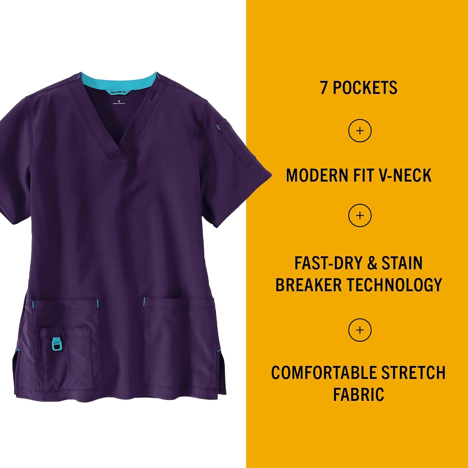 image:imageCarhartt CrossFlex Scrubs for Women VNeck Scrub TopsEggplant