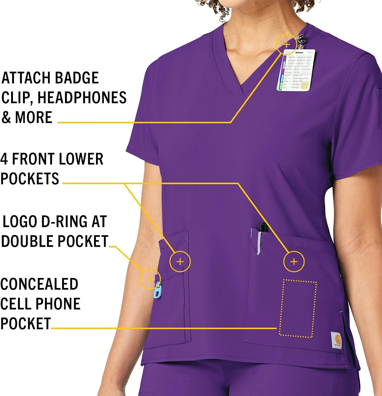 image:imageCarhartt CrossFlex Scrubs for Women VNeck Scrub TopsElectric Violet