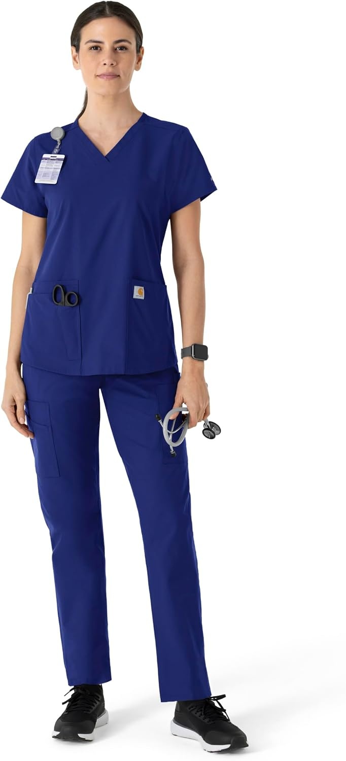 image:imageCarhartt CrossFlex Scrubs for Women VNeck Scrub TopsGalaxy Blue
