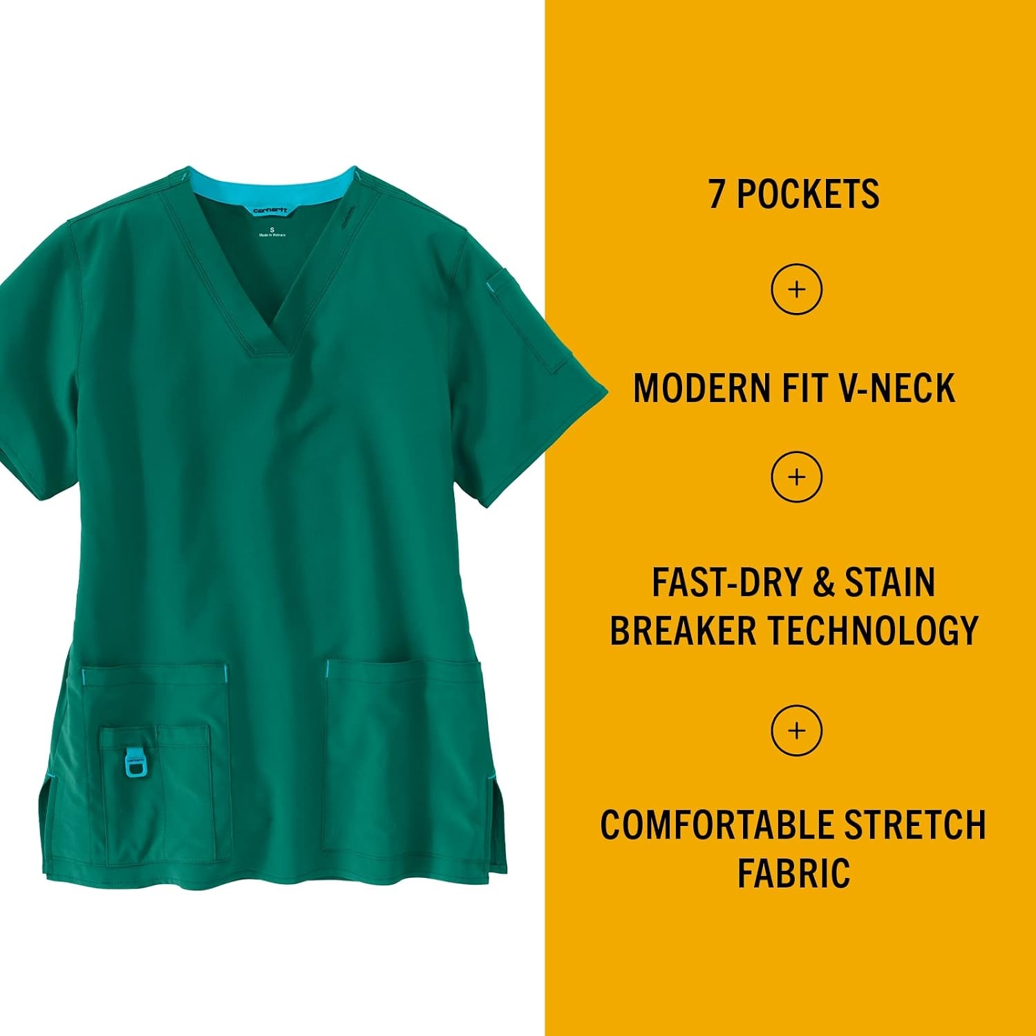 image:imageCarhartt CrossFlex Scrubs for Women VNeck Scrub TopsHunter