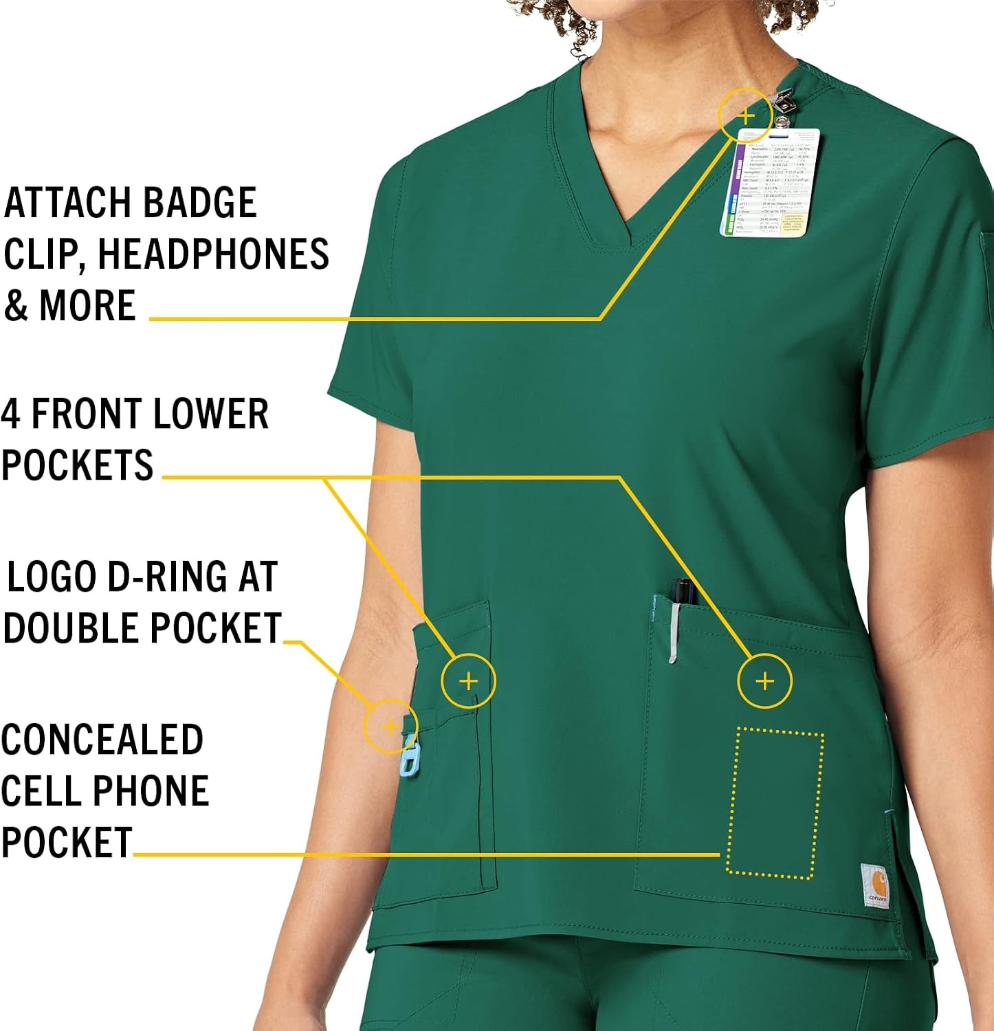 image:imageCarhartt CrossFlex Scrubs for Women VNeck Scrub TopsHunter