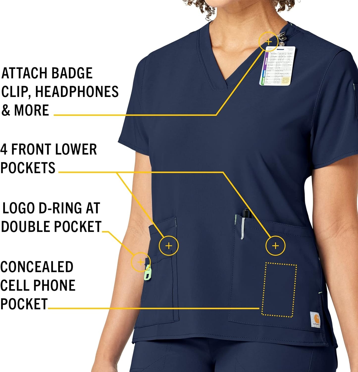 image:imageCarhartt CrossFlex Scrubs for Women VNeck Scrub TopsNavy M