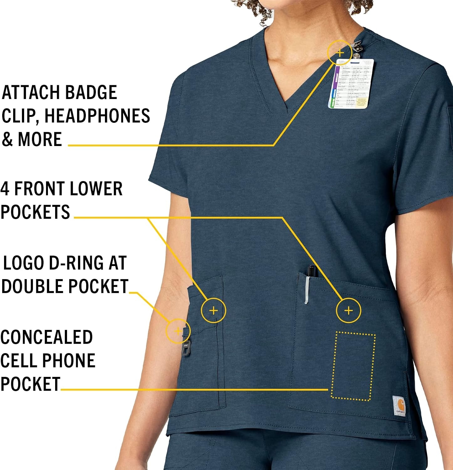 image:imageCarhartt CrossFlex Scrubs for Women VNeck Scrub TopsNavy Heather