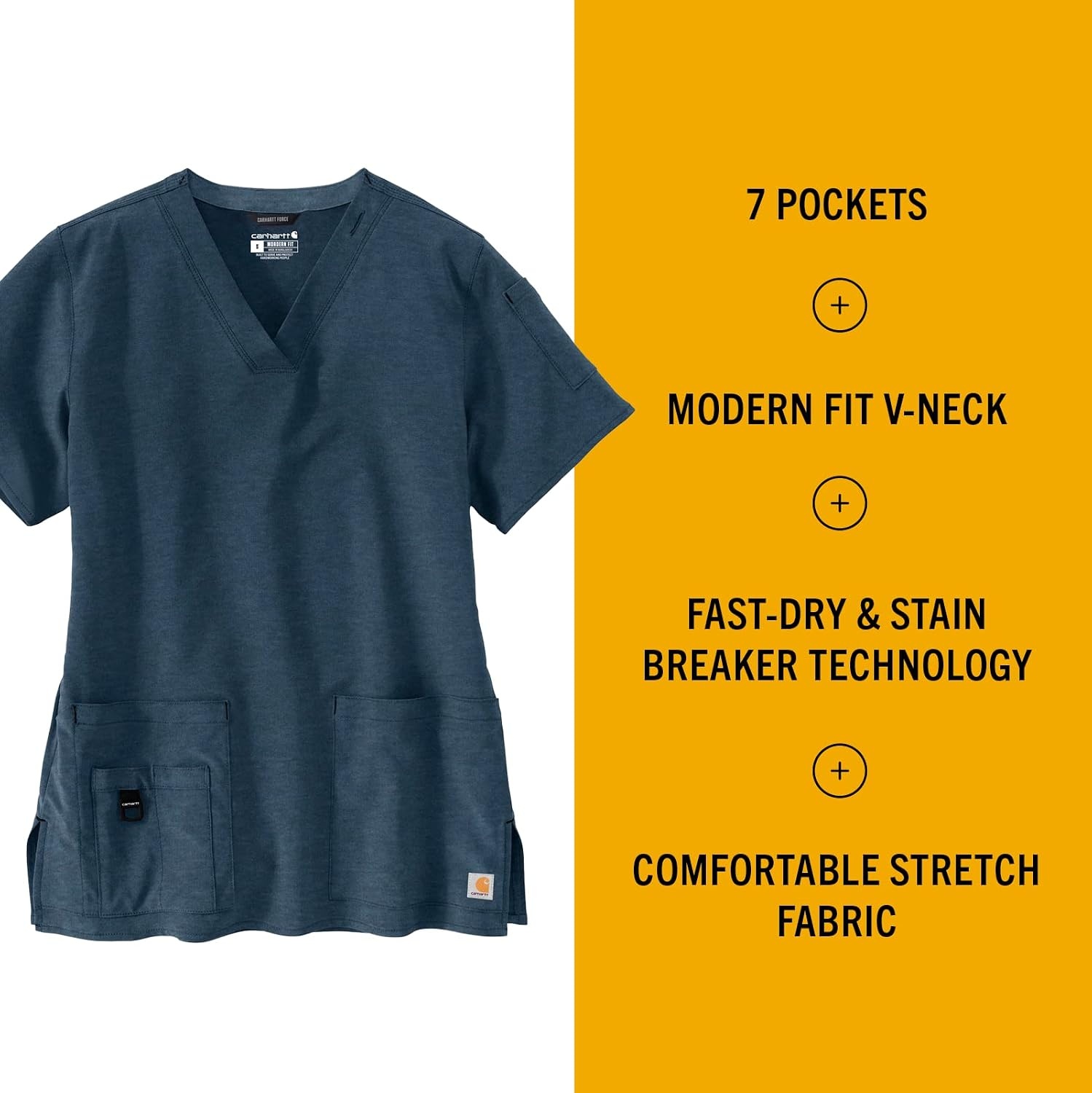 image:imageCarhartt CrossFlex Scrubs for Women VNeck Scrub TopsNavy Heather