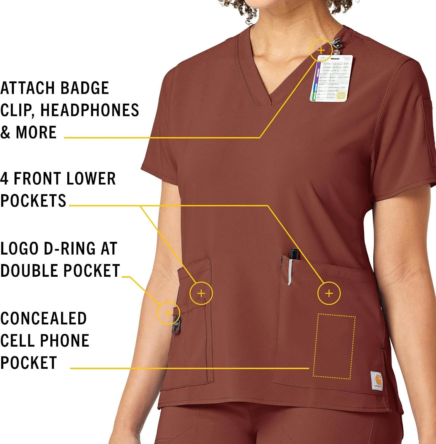 image:imageCarhartt CrossFlex Scrubs for Women VNeck Scrub TopsSable