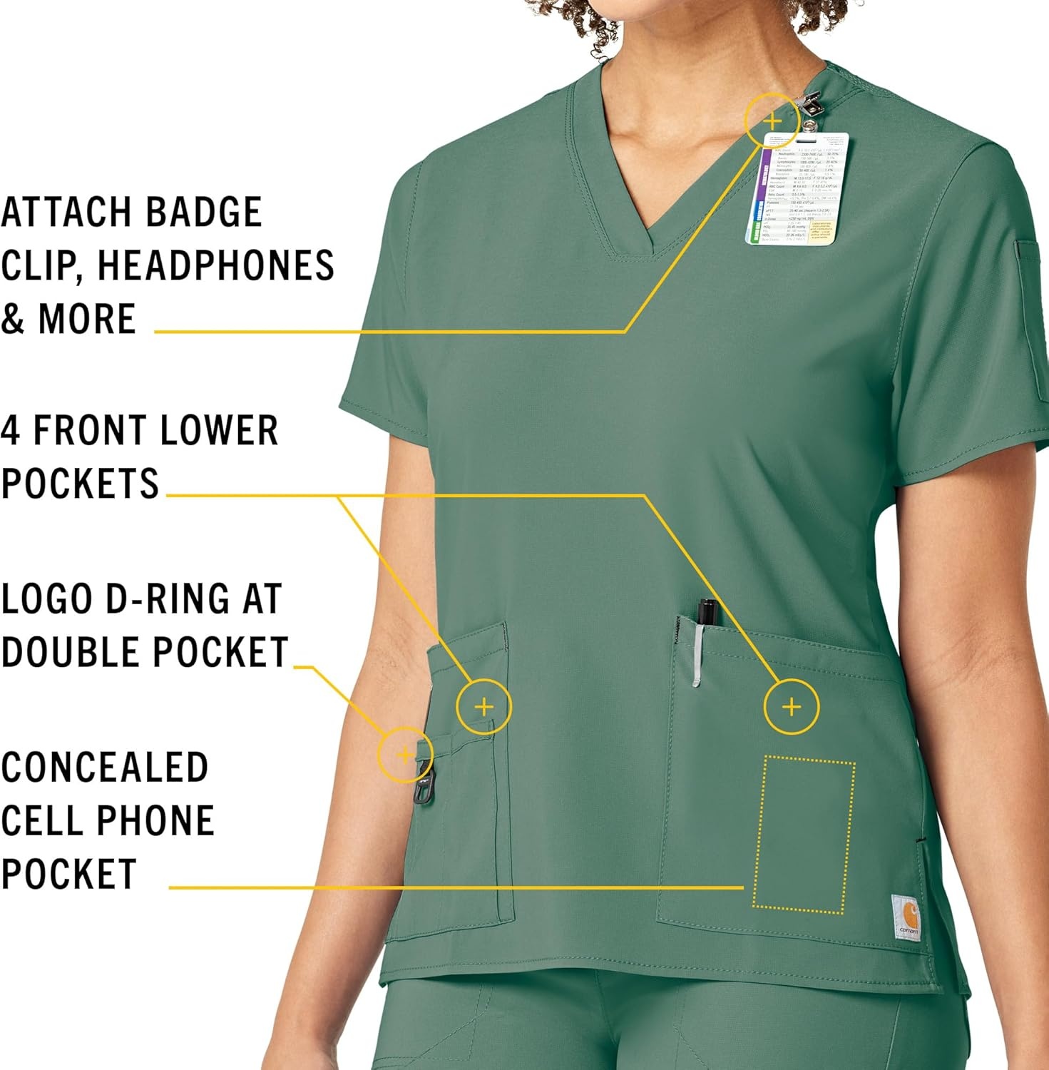 image:imageCarhartt CrossFlex Scrubs for Women VNeck Scrub TopsSea Pine