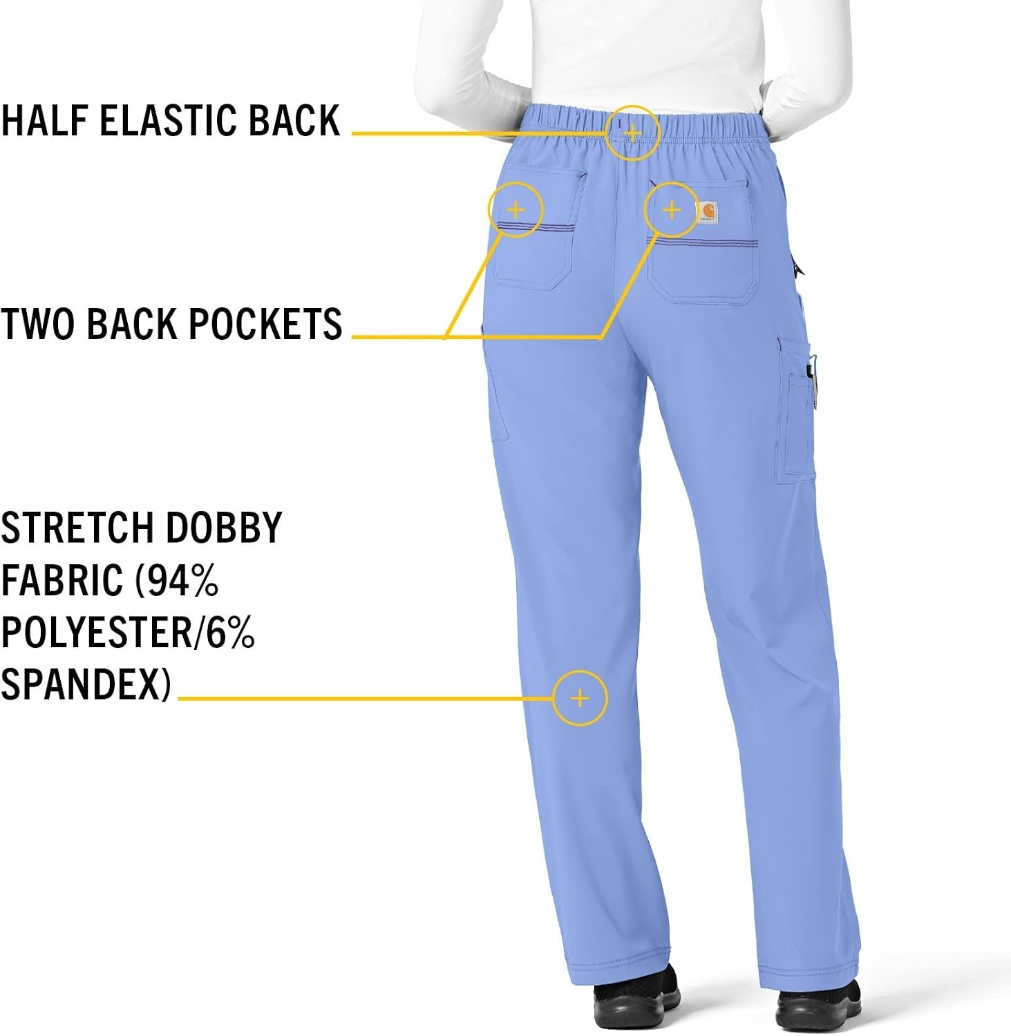 image:imageCarhartt CrossFlex Womens Boot Cut Cargo Scrub PantCeil Blue